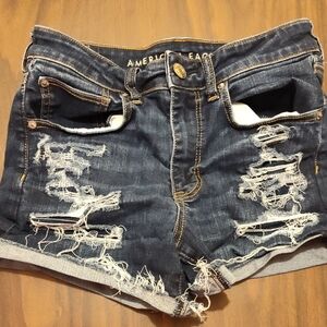 5/$25 Sale American Eagle Outfitters Stretch Sz Six Blue Distressed Jean Shorts